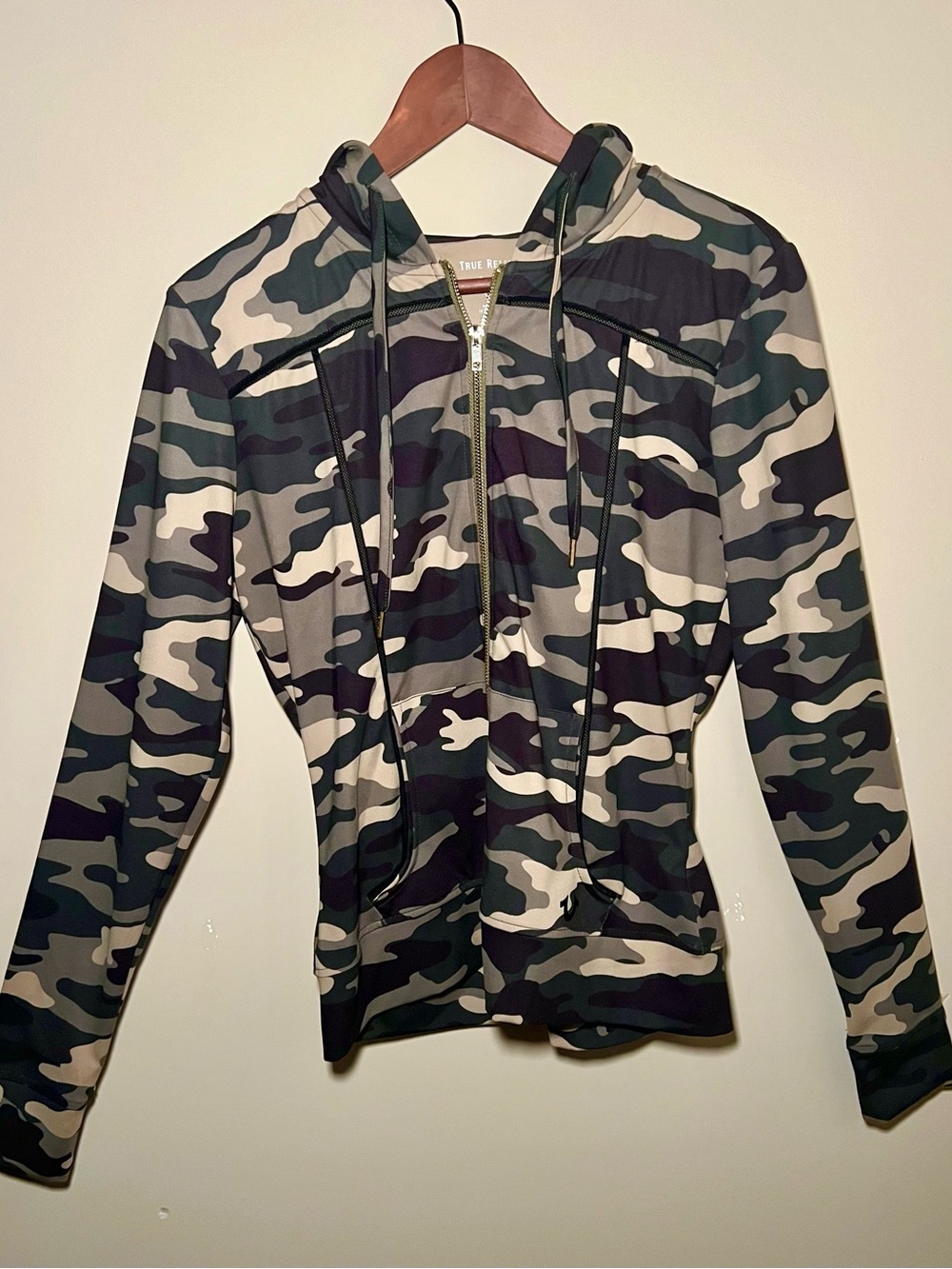 True Religion Green Camo Zip-Up Hoodie Jacket